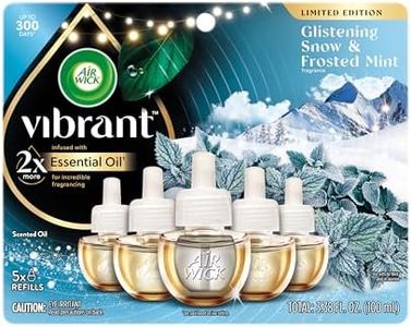 Air Wick Plug In Advanced Scented Oil,Glistening Snow + Frosted Mint,Air Fresheners for Home Long Lasting, Room Freshener, Air Freshener Plug In, House Essentials for Small Spaces + Large Spaces,5 ct