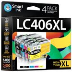 Smart Ink Compatible Ink Cartridge Replacement for Brother LC406 XL LC406XL LC 406 4 Combo Pack to use with MFC-J4335DW MFC-J5855DW MFC-J6555DW MFC-J4535DW MFC-J6955DW (Black, Cyan, Magenta, Yellow)