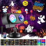 Halloween Projector, Halloween Decor 2-in-1 LED Projector Lights(10 Ocean Wave & 10 Slides Patterns) IP44 Waterproof, Freeze Sun Proof, Remote Control, Christmas Decorations Indoor/Outdoor