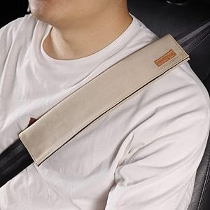 URIZZD 2 PCS Car Seatbelt Covers for Adults, Leather Seat Belt Cushion Shoulder Pad for Women, Car Accessories Protector for More Comfortable Driving (Apricot)