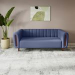 Interio by Godrej Sofa Paramount 3 Seater Fabric Sofa for Living Room, 1-Year Warranty, Solid Wood, Ocean Blue
