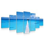 Startonight Huge Canvas Wall Art Summer Bridge Beach III - Large Framed Set of 7 40" x 95"