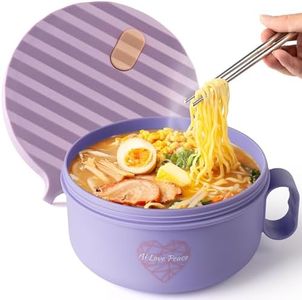 AI LOVE PEACE Microwave Ramen Bowl,Ramen Cooker BPA Free and Dishwasher Safe For Office College Dorm Room Instant Lunch Ideal for Shin and Buldak Ramen Noodle On The Go (Pastel purple)