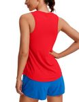 CRZ YOGA Lightweight Tank Top for Women Racerback Sleeveless Workout Tops High Neck Athletic Running Shirts Deep Red Large