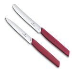 Victorinox Swiss Modern Set of Paring Knives Set of 2, Tomato Knife, Paring Knife, Wavy Edge, Straight Edge, Extra Sharp, Swiss Made