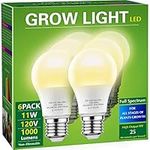 Grow Light Bulbs, Briignite LED Grow Light Bulb A19 Bulb, Full Spectrum Grow Light Bulb, Plant Light Bulbs E26 Base, 11W Grow Bulb 100W Equivalent, Grow Light for Indoor Plants, Seed Starting, 6 Pack