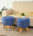 NACIA Ottoman Pouffes Stool for Living Room | Ottoman Stool for Sitting Set of 2 in Living Room/Bedroom/Dressing Table | Ottoman Foot Rest pouffes Puffy for Sofa Furniture, 18 Inchs Height, Blue