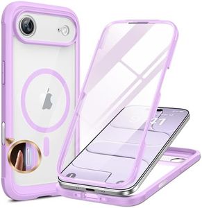 Miracase Magnetic for iPhone Air Case 6.5" [Compatible with MagSafe] Full-Body Phone Case with Built-in Glass Screen Protector & Camera Control,Drop Proof iPhone 17 Air Case Cover, Purple