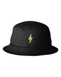 One Size Black Adult Lightning Bolt Embroidered Bucket Cap Dad Hat