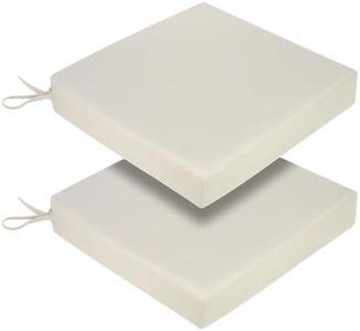 2 Set Outdoor Chair Cushion 48cmx48cm Waterproof Seat Cushions for Patio Furniture 3-Year Color Fastness Garden Sofa Couch Chair Pads with Handle and Adjustable Straps (Beige)