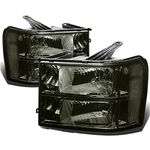 DNA MOTORING HL-OH-GMCSIE07-SM-CL1 Pair of Smoke Lens Headlights Compatible with 07-13 GMC Sierra 1500/07-14 Sierra 2500 HD 3500 HD