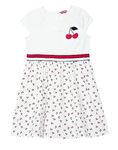 Amazon Brand - Jam & Honey Cotton Girls Dress Knee Length (JH-K-SS22-DRE-104_White_9-10 Years)