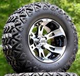 12" RUCKUS Machined/Black Golf Cart Wheels and 23x10.5-12 DOT All Terrain Golf Cart Tires - Set of 4