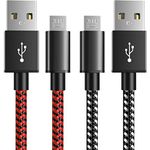 6amLifestyle PS4 USB Cable for Controller, Micro USB Cable, 10ft Nylon Braided Cord, 480Mbps Transfer Speed, for Playstaion 4, PS4 Slim/Pro, Xbox One S/X Controller, Android Phone, 2 Pack, Black+Red