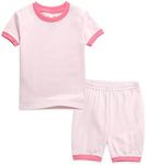 VAENAIT BABY Infant Toddler Junior Pajamas Cotton Summer Short Pjs 2pcs Set Macaron LIghtpink JS