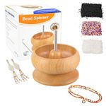 hobbyworker The Upgrade Version Wooden Bead Spinner with 2 Pcs Big Needles,8000 Pcs Seed Beads and 1 Surprise Gift Pack for Jewelry Making Tools,Quickly Stringing Beads Tool