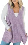 Saodimallsu Womens Sleeveless Sweater Vest V Neck Loose Knit Casual A Line Flattering Tunic Top with Pockets Purple