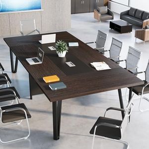 Tribesigns 8FT Conference Table with Cable Grommets for Meeting Room, 12 People Rectangle Seminar Table Large Boardroom Tables for Office, 94.5W x 47.25D x 29.5H Inch, Black Brown