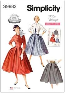 Simplicity Easy to Make Vintage 1950's Misses' Full Skirt and Fitted Jacket Sewing Pattern Packet, Design Code S9882, Sizes 16-18-20-22-24