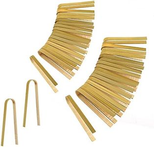 LUTER 40 Piezas 10cm Pinzas de Bambú Desechables Utensilios de Cocina Pinzas para Tostar Pinzas Madera Cocinar para Cocinar