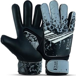 EFAH Sports Soccer Goalkeeper Gloves for Kids Boys Children Youth Football Goalie Gloves with Super Grip Protection Palms (Size 8 Suitable for Size M-L Adult, Black Grey)