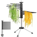 Navaris Collapsible Pasta Drying Rack - Tall Compact Spaghetti Noodle Stand with 16 Plastic Rods - Fresh Pasta Making Accessories - up to 2 kg (4.5 lbs) - Black