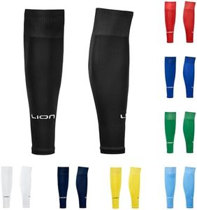 Lion Sportswear Kids/Youth Soccer Sock Sleeves To Accompany Grip Socks - Fits Over Calf/Shin Guards - Variety Of Colors To Match Your Team Uniform - Black