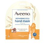 Aveeno Repairing cica hand mask with prebiotic oat and shea butter for extra dry skin, paraben-free and fragrance-free, 1.0 Count (Pack of 36)