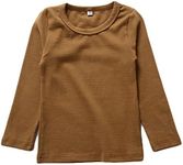 KISBINI Unisex Girls Cotton Long Sleeve T-Shirt Top Tees, Coffee, 12 Months