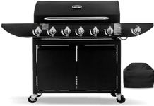 6+1 Gas Burner Garden Grill BBQ Barbecue Side Burner & Storage - Black + Cover