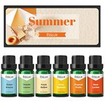 Summer Fragrance Oils, ESSLUX Premium Candle Essential Oil, Scented Oils for Diffuser, Soap Making Scents, Aromatherapy Oil Gift Set, Ocean Breeze, Fresh Bellini, Rose Lychee, Tropical Fruits and More, 6x10ml