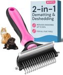 MalsiPree Pet Grooming Brush for Dogs/Cats - 2 in 1 Deshedding Tool & Dematting Undercoat Rake for Mats & Tangles Removing - Pet Dematting Brush - Pet Mat Rake Brush - Deshedding Dog Brush