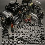 ENHANA Building Block City Policeman Mini-Figures with Multiple Military Weapons Accessories 8 PCS SWAT Equipment Military Vehicle Army Car Assembly Building Toys Gift for Boys