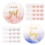 120 Pcs Gender Reveal Stickers, Gender Reveal Decorations with Gold Glitter Letter Team Boy and Team Girl Stickers for Gender Reveal Games Baby Shower Decorations