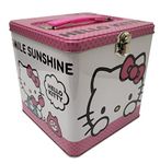 The Tin Box Company Hello Kitty Stack Store and Carry Tin. Stackable Tin Box with Handle,Pink and White, Storage Box, 5.75" Height, Clasp and Hinge on Lid