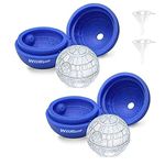 WllRun 2 Packs Star Wars Death Star Silicone Ice Cube Mold Tray,Chocolate Maker Tools,Ice Ball Shape for Drinks(Blue) …