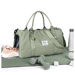 Gym Bag Womens Mens with Shoes Compartment and Wet Pocket,Travel Duffel Bag for Women for Plane,Sport Gym Tote Bag Swim Yoga,Waterproof Weekend Overnight Bag Carry on Bag Hospital Holdalls, Grey Green