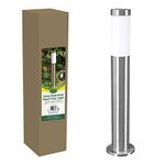 GardenKraft 18860 60cm Solar Garden Post | Stainless Steel | Bright White LED Light | Solar Garden Light