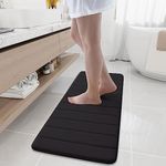 (16"x47"/40x120 cm, Black) - Memory Foam Soft Bath Mats - Non Slip Absorbent Bathroom Rugs Rubber Back Runner Mat for Kitchen Bathroom Floors 41cm x 120cm , Black