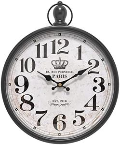 Menterry European Retro Wall Clock. Old-Fashioned Antique Design Rustic Vintage Style. Battery Operated Silent Decor Wall Clocks for Kitchen,Farmhouse,Loft,Office, (11.8" H x 9.3" W) (Black)