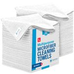 50 Pack Economy All Purpose Microfiber Towels - Microfiber Wholesale | Large 16" x 16"| Lint-Free & Reusable | Bulk Microfiber Cloths (White)