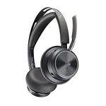 Poly - Voyager Focus 2 UC USB-A Headset (Plantronics) - Bluetooth Dual-Ear (Stereo) Headset with Boom Mic - USB-A PC/Mac Compatible - Active Noise Canceling - Works with Teams (Certified), Zoom & more