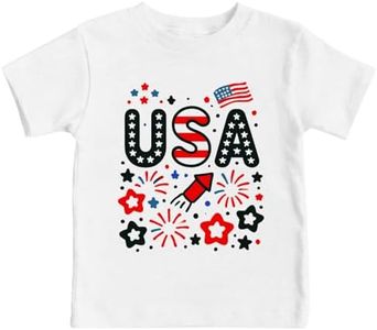 CQF USA American Flag Shirts Little Kids Boys Girls 4th of July Patriotic T-Shirt Toddler Summer Short Sleeve