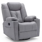 More4Homes AFTON FABRIC RECLINER ROCKING SWIVEL GAMING CINEMA LOUNGE SOFA CHAIR GREY