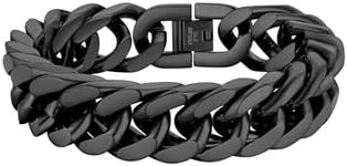 PROSTEEL Bracelet for Men Chain Stainless Steel Black Cuban Curb Link Bracelets Chunky Heavy Jewellery for Boys Teen 17mm 19cm