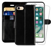 MONASAY Wallet Case fit for iPhone 6/iPhone 6s, 4.7-inch, [Glass Screen Protector Included] Flip Folio Leather Cell Phone Cover with Credit Card Holder Fit for Apple iPhone 6/6S, Black