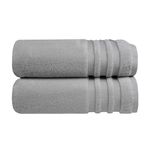 Trident Nectarsoft Towels for Bath, 100% Cotton towels, Zero Twist Yarn, 2 Large Size Bath towel set, towels for bath large size, Luxurious Soft, Extra Absorbent, 625 GSM, Grey