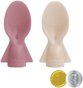 Cherub Baby Universal Reusable Non-Spill Baby Food Pouch Squeeze Spoon Topper Attachment 2 Pack with Travel Case - Dusty Rose/Sand