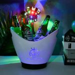 Warepro LED Ice Buckets 5L Clear PS+ABS Plastic ice Bucket RGB Colors Changing LED Cooler Bucket, Power by 2 AA Batteries, Multi Colors Changing for Party/Home/Bar/KTV Clubs