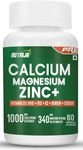NutriJa Calcium Magnesium Zinc with Vitamin D3, Boron, K2 & B12 | Complete Bone Health & Joint Support Supplement for Men & Women (60 Capsules)